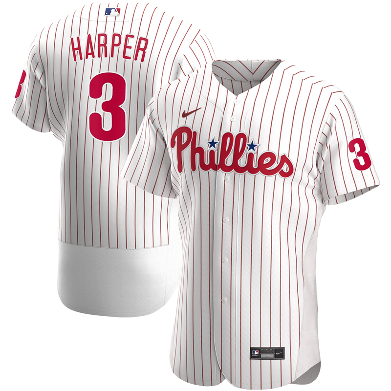 2020 MLB Men Philadelphia Phillies #3 Bryce Harper Nike White Home 2020 Authentic Player Jersey 1->philadelphia phillies->MLB Jersey